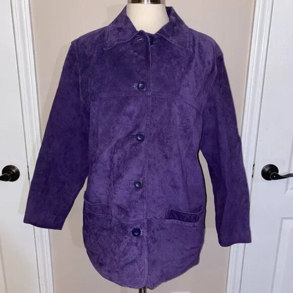 Vintage Purple Suede Coat St. John's Bay Medium EUC - Picture 1 of 4